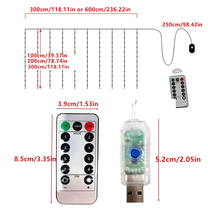 Curtain Wire-LEDs with Remote